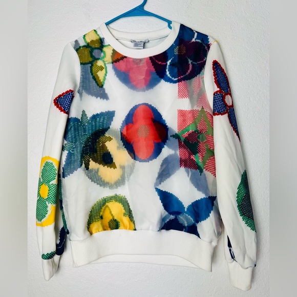 Oo LaLa women’s monogram multicolor crewneck sweater size XS Louis Vuitton look - Picture 1 of 10